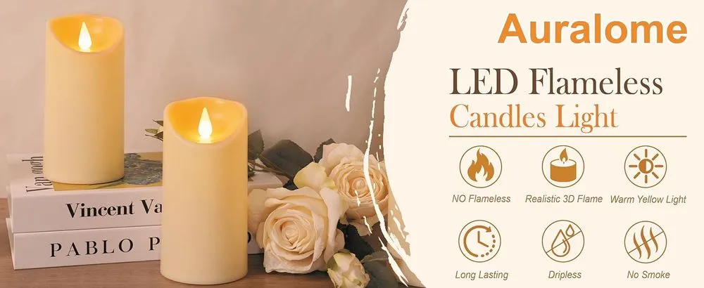 Dripless Auralome Battery Candles Flameless