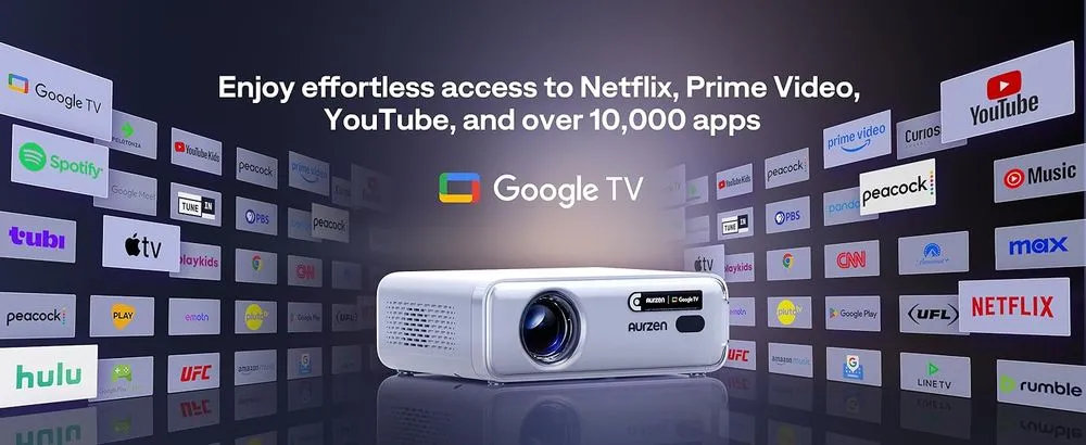 Aurzen EAZZE Google TV Projector YouTube