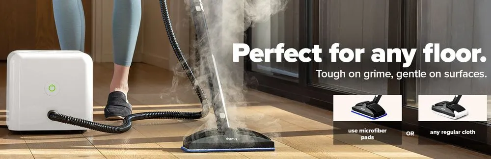 Dupray Neat 17-Piece Steam Cleaner On Wooden Floor