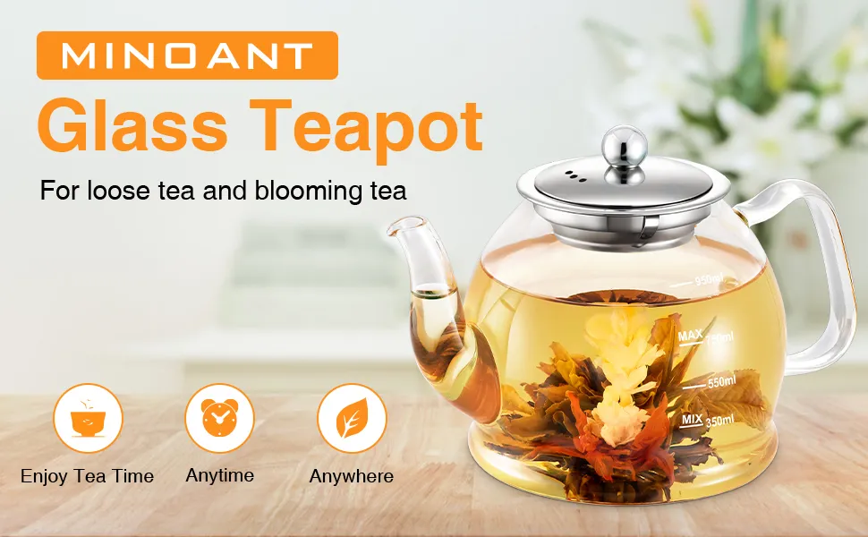 Mino Ant 1000 ml Glass Teapot With Infuser