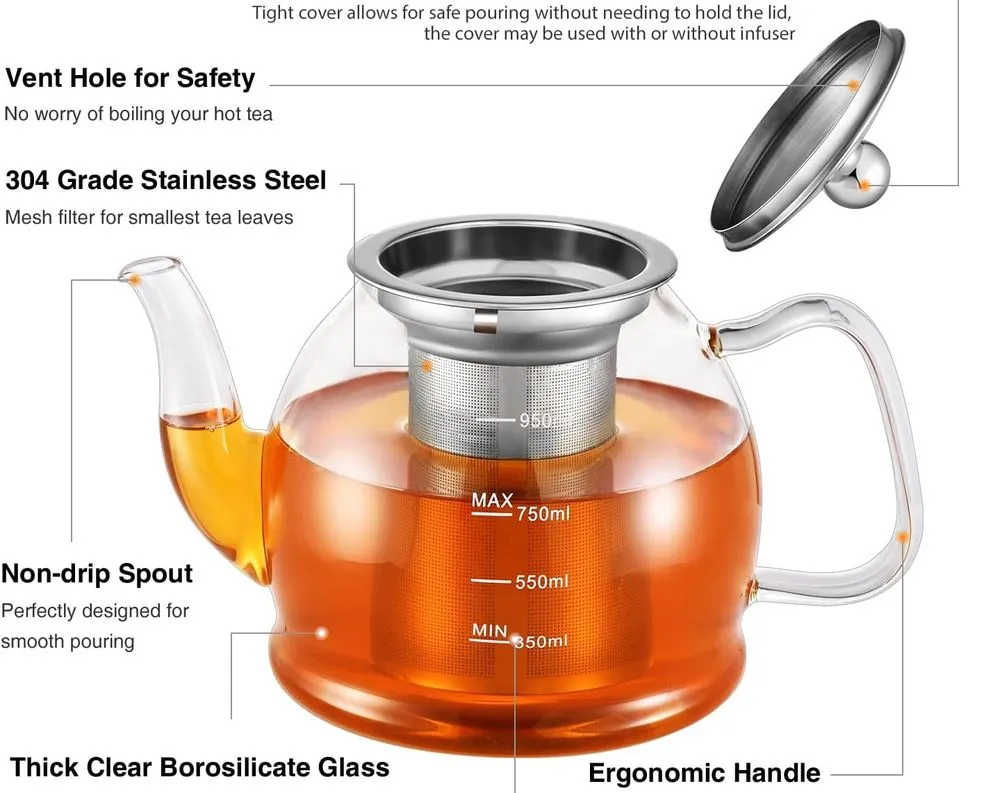 Mino Ant 1000 ml Teapot With Infuser & Spout