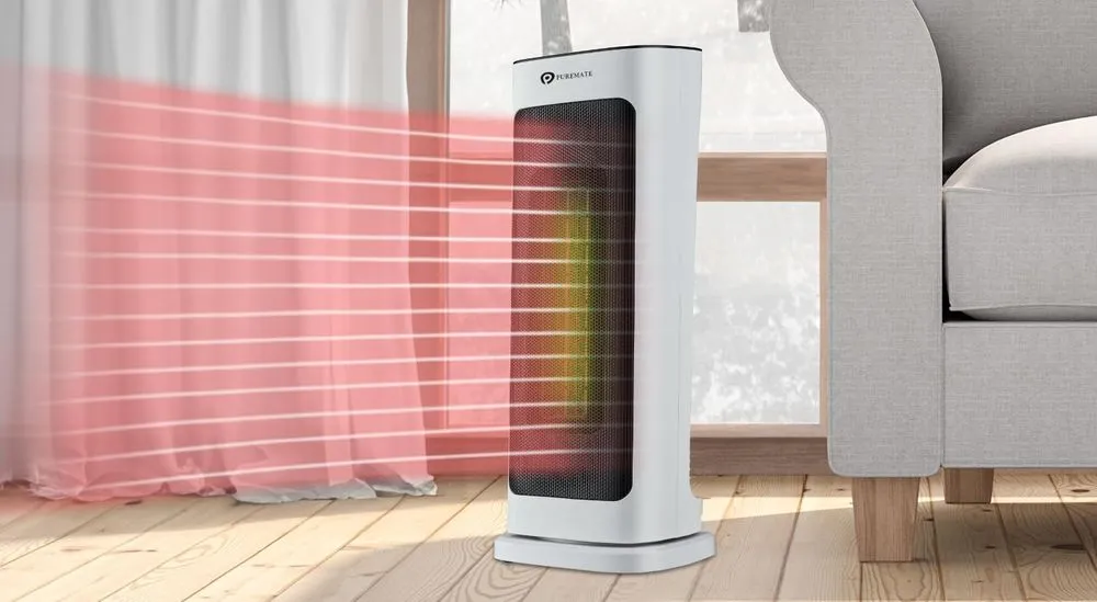 PureMate Oscillating Fan Heater Red Rays