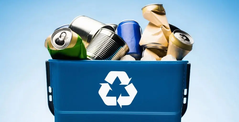 Blue Bin Recycle With Tins