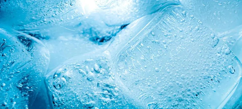 Pure Blue Ice Blocks In Glass