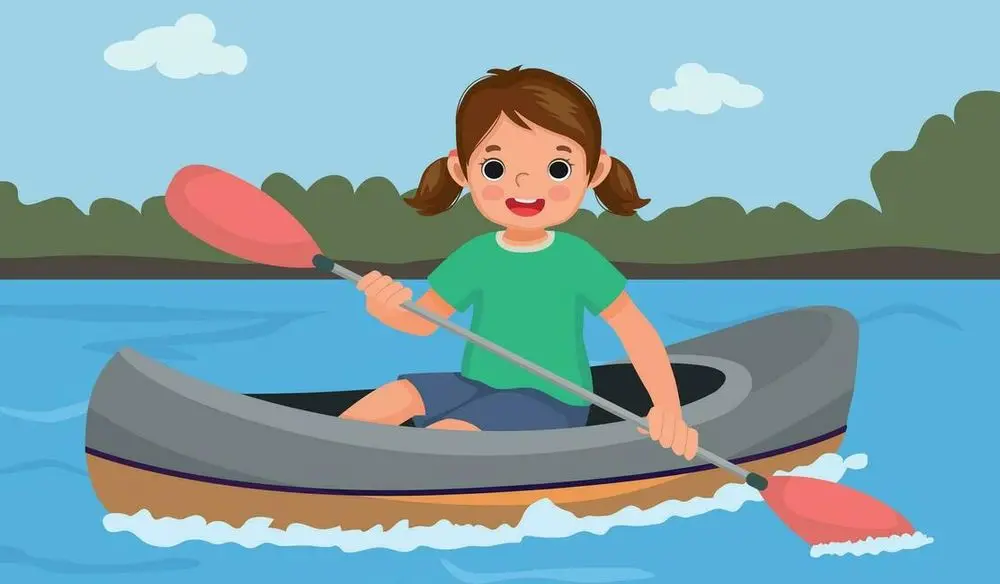 Kayak Vest Girl Vector On Lake