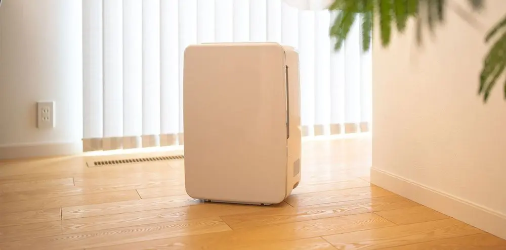 Electric Dehumidifier On Pine Floor