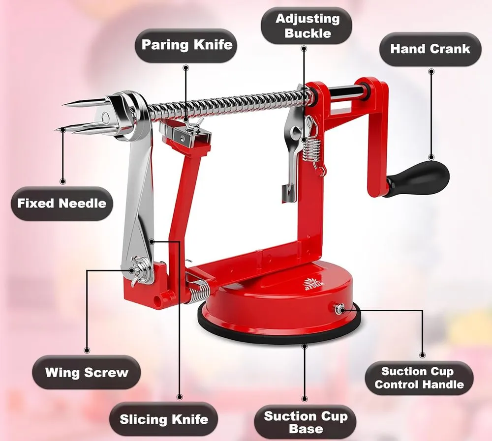 ARSUK Apple Corer Slicer Fruit Peeler Wing Screw