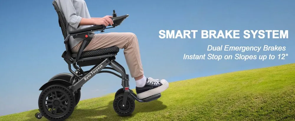 ByteTec D04 Foldable Wheelchair Showing Brakes