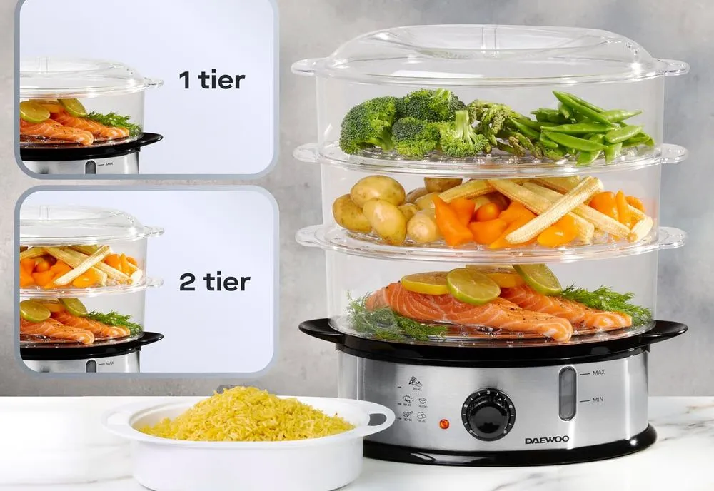 Daewoo 3-Tier Steamer For Fish & Veg