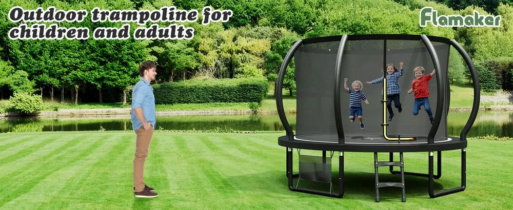 Flamaker Ultra-Safe 10 ft Trampoline In Black