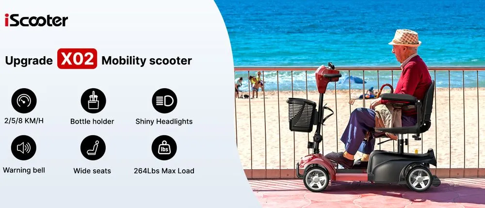 iScooter Mobility Scooter 4 Wheel In Red