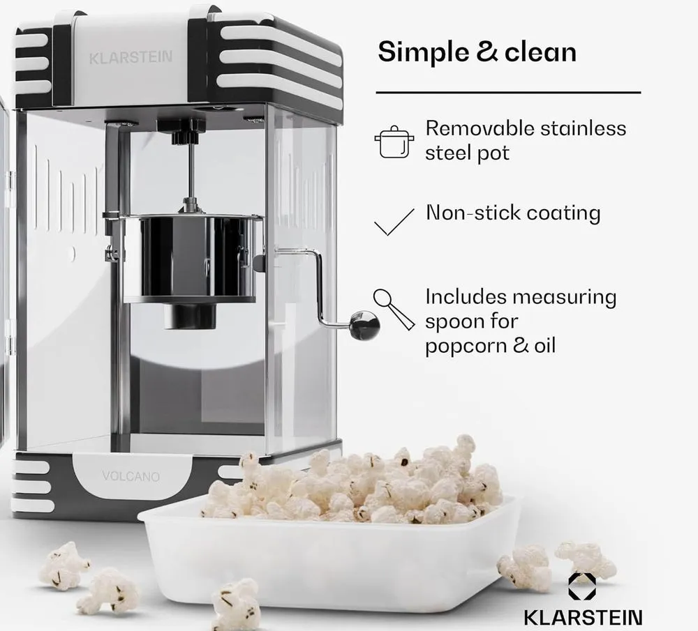 Klarstein Stylish Popcorn Machine With Steel Pot