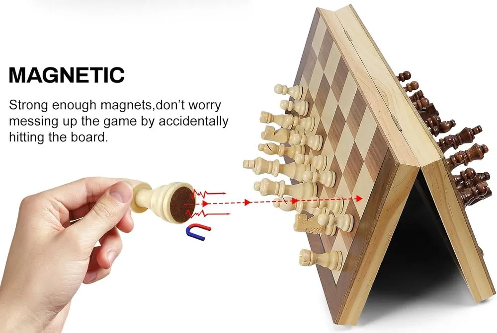 LEAP Magnetic Wooden Travel Chess Set Pieces