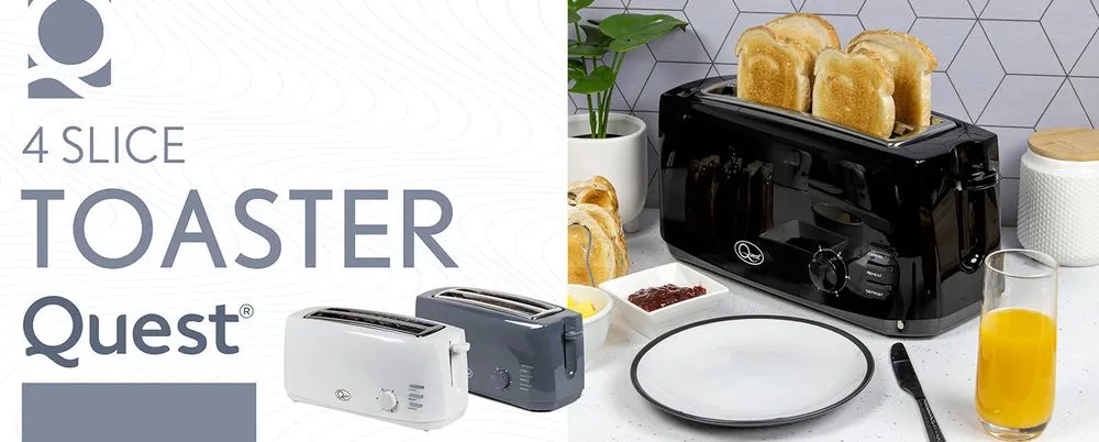 Quest 4 Slice Toaster With Wide Slots