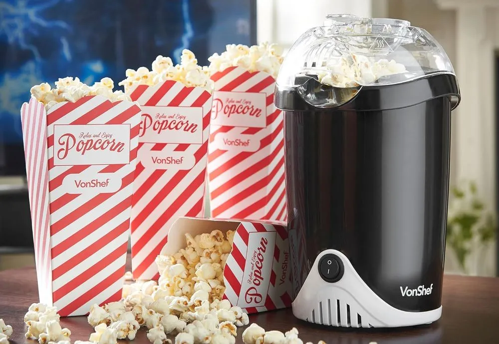 VonShef Hot Air Popcorn Maker In Black