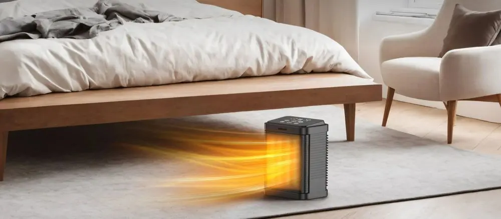 Bedroom Powerful Electric Fan Heater On Rug