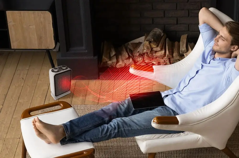 Electric Fan Heater & Man