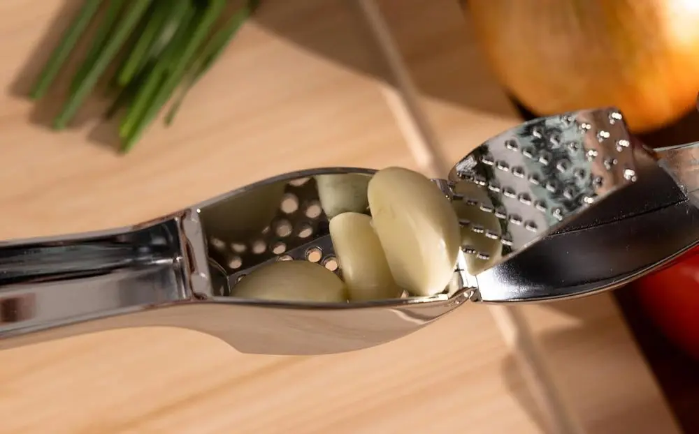 Metal Garlic Press Opened