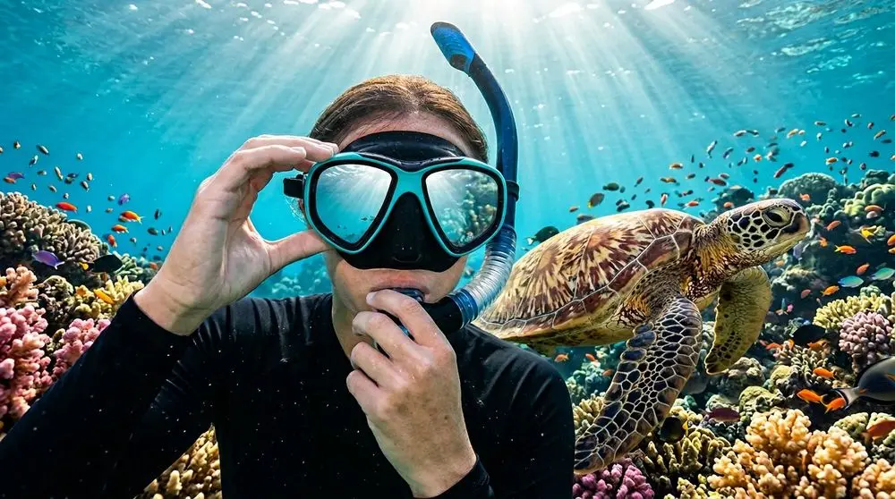 Turtle And Purple Snorkel Mask