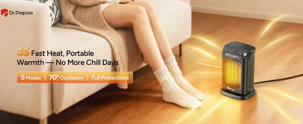 DR.Prepare Low Energy Fan Heater Beside Sofa