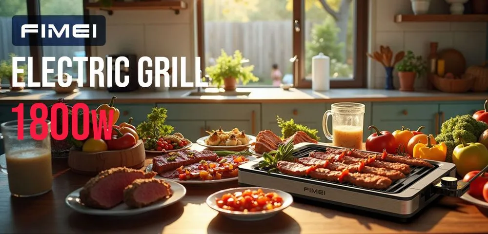 FIMEI Non-Stick Electric Grill With Meat