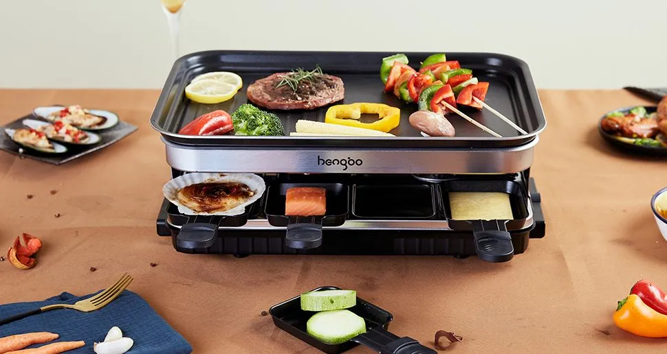Hengbo Raclette Electric Grill With Meat & Veg