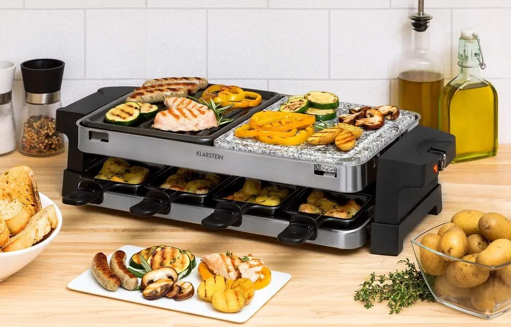 Klarstein Countertop Grill Raclette Plate On Kitchen Table