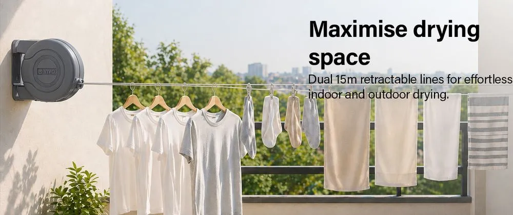 VIVO Extendable Washing Line With Laundry