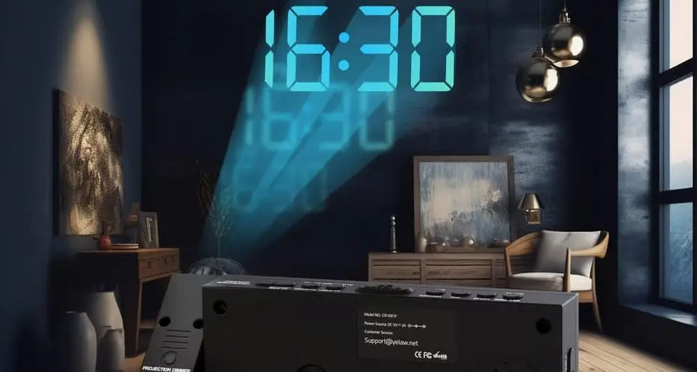 Atomic Projection Clock On Black Wall