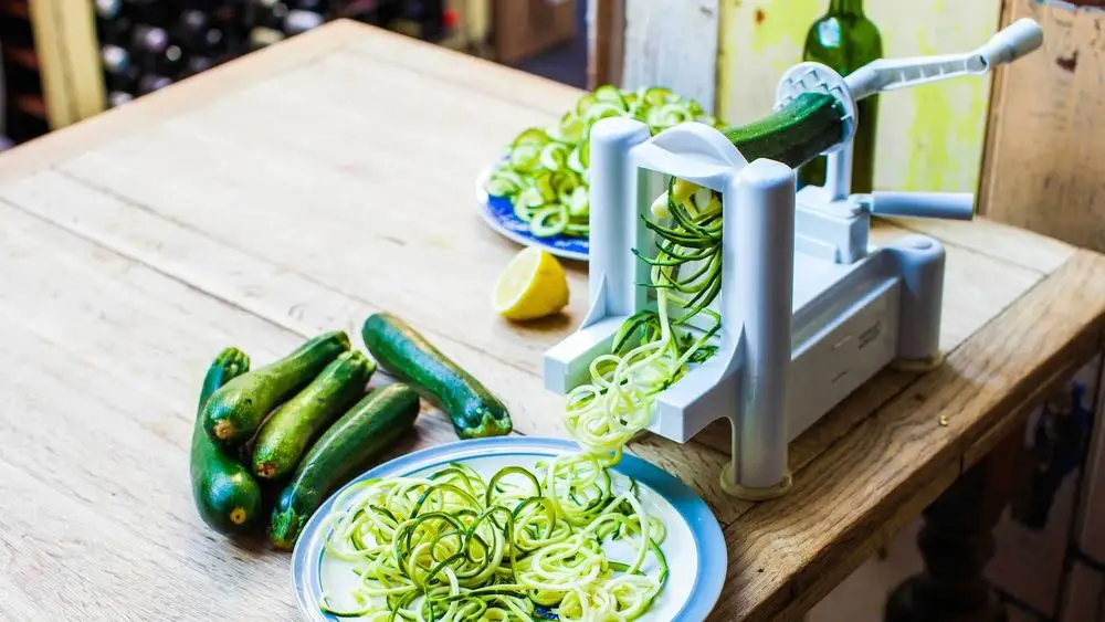 Zucchini Spaghetti Maker In Blue. The Best Spiralizer Vegetable Slicers