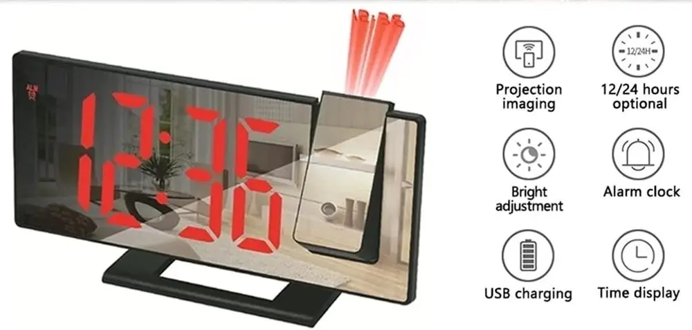 Projection Clock Alarm 12/24