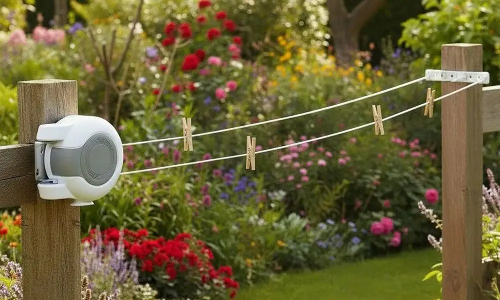 Retractable Clothes Washing Line In White