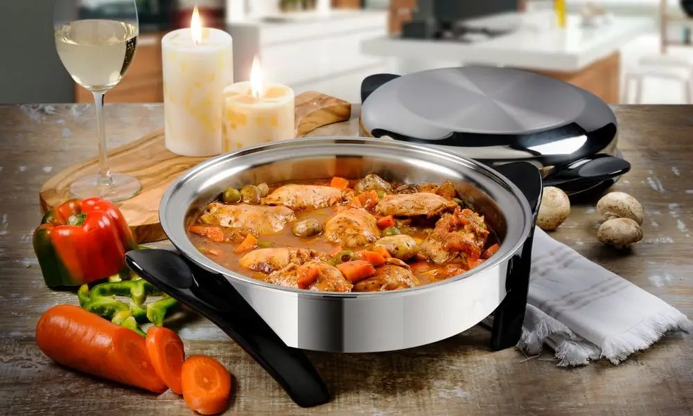Steel Electric Skillet With Round Lid