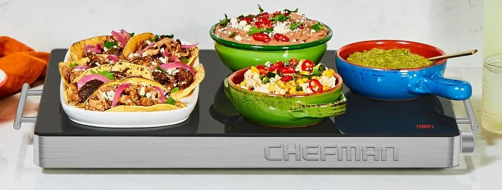 Chefman Electric Glass-Top Warming Tray In Black