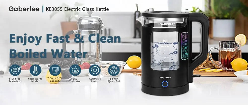 Gaberlee Fast Boil Glass Tea Kettle BPA Free