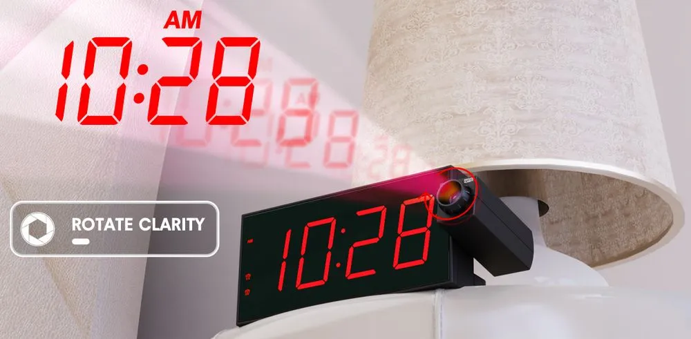 Rocam Digital Projection Alarm Clock Red LED