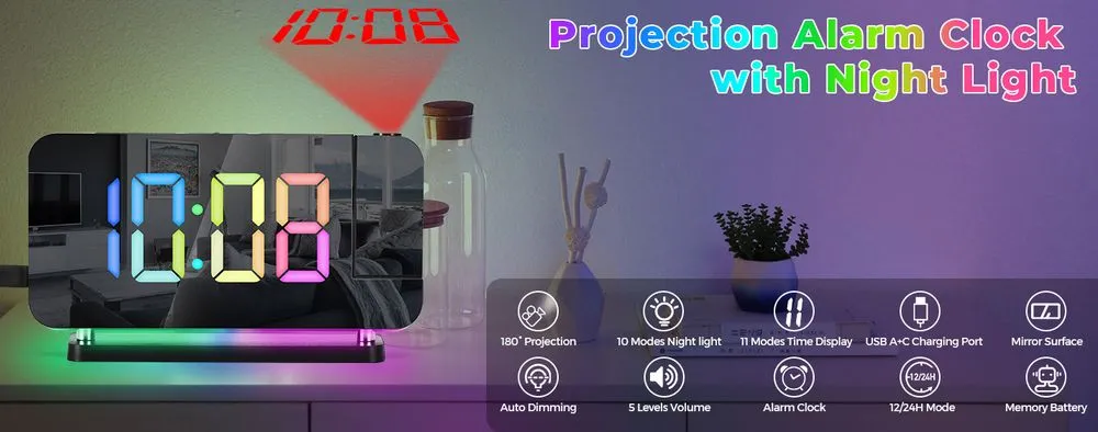 Sukeen LED Projection Clock AUTO Dimming