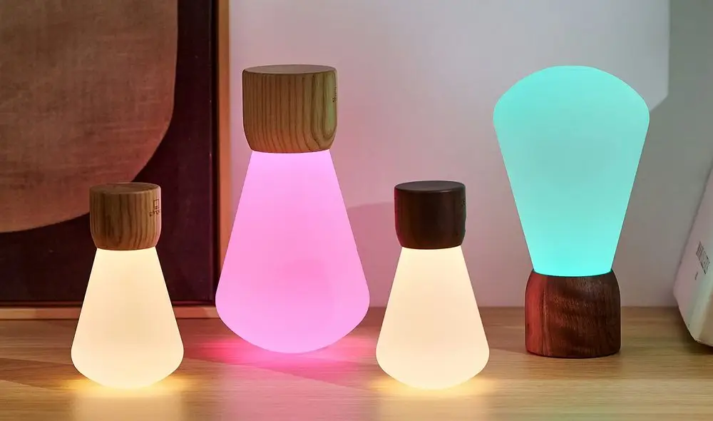 Multiple Colour LED Lights With Wooden Bases
