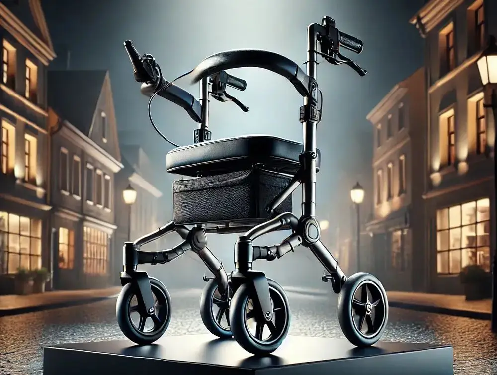 Black Lightweight Folding Walking Frame Night. Walking Frame With Seat Mobility Aids.