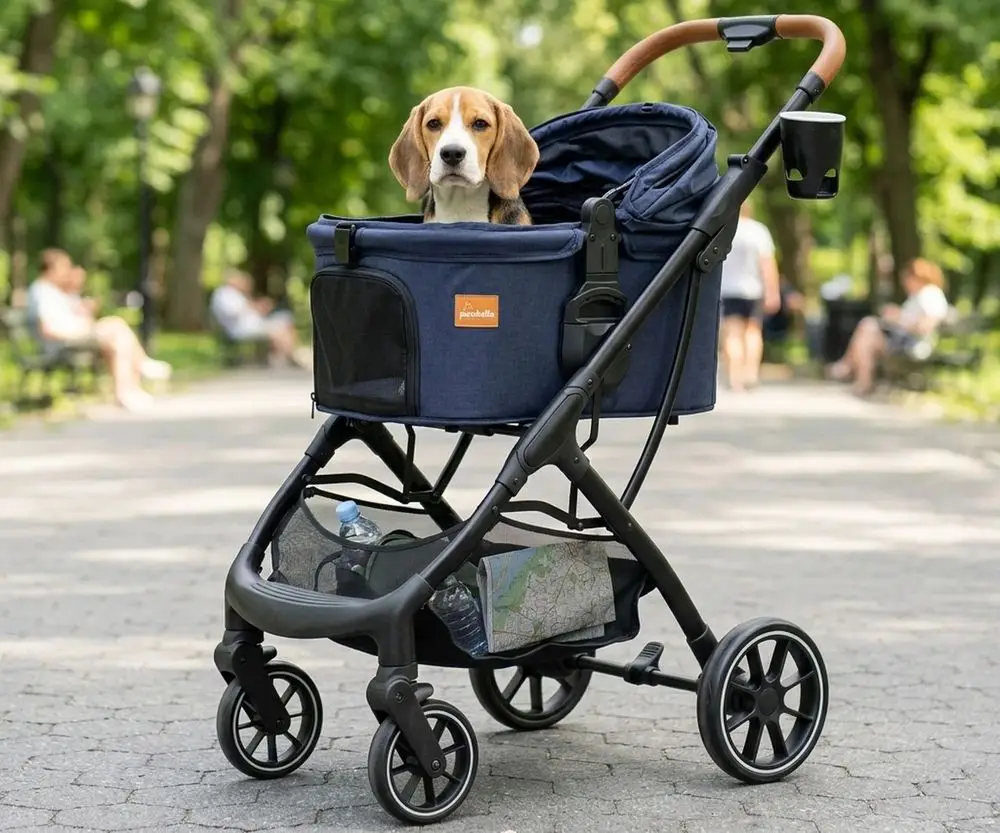 Pet Stroller For Medium-Sized Dog In Blue