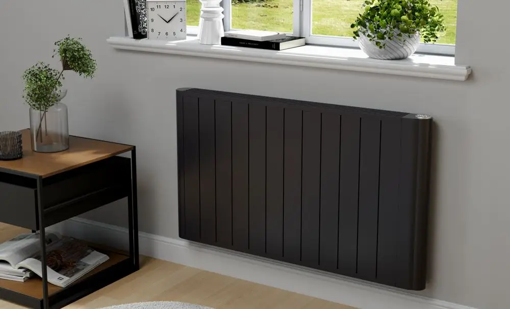 Black Electric Wall Panel Heater In Living Space