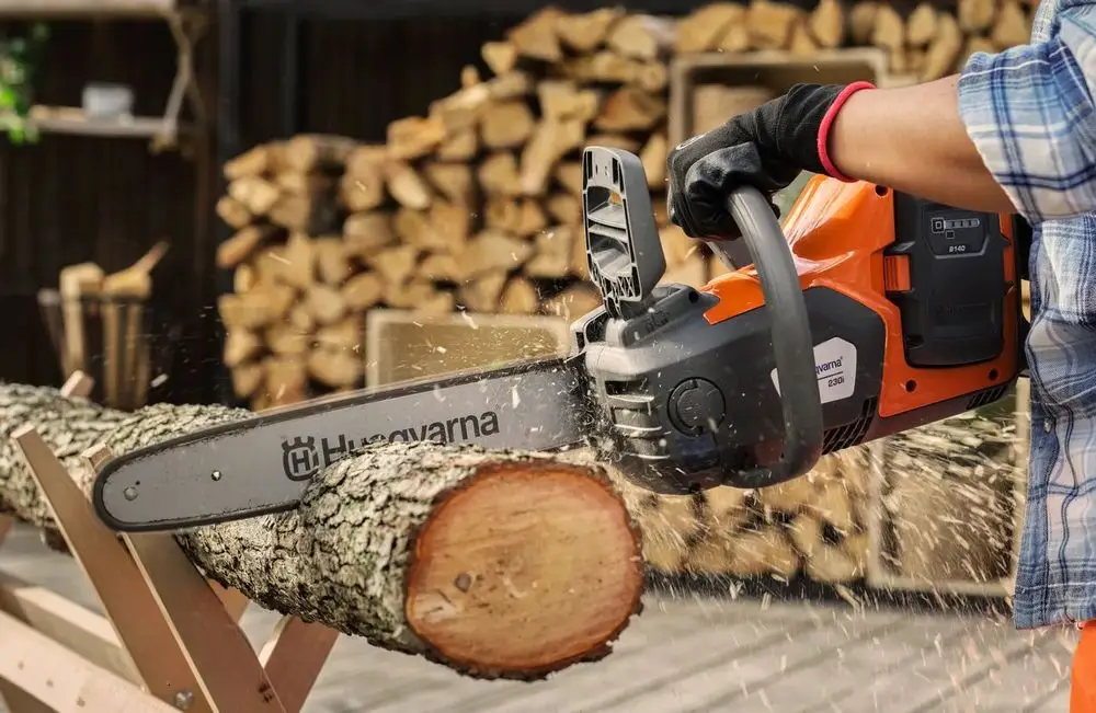 Battery-Powered Chainsaw In Shed
