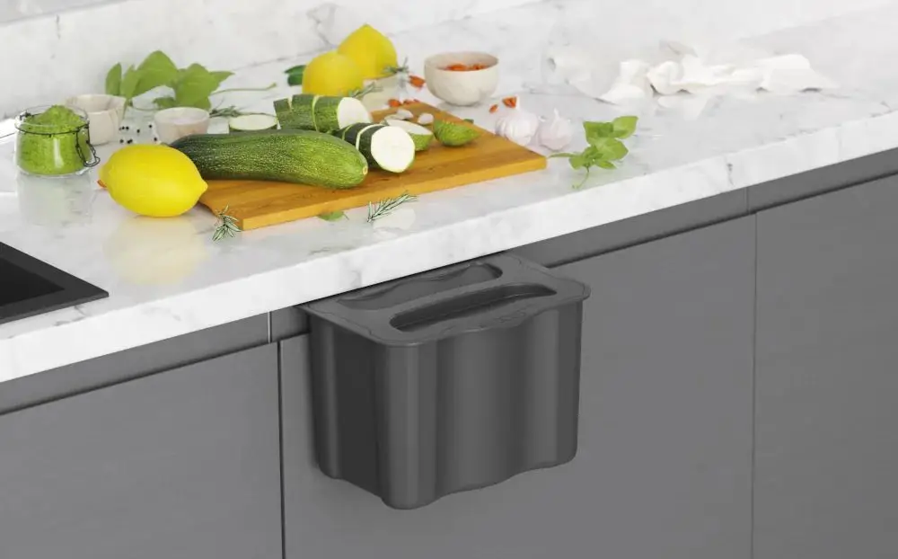 Countertop Compost Caddy In Kitchen