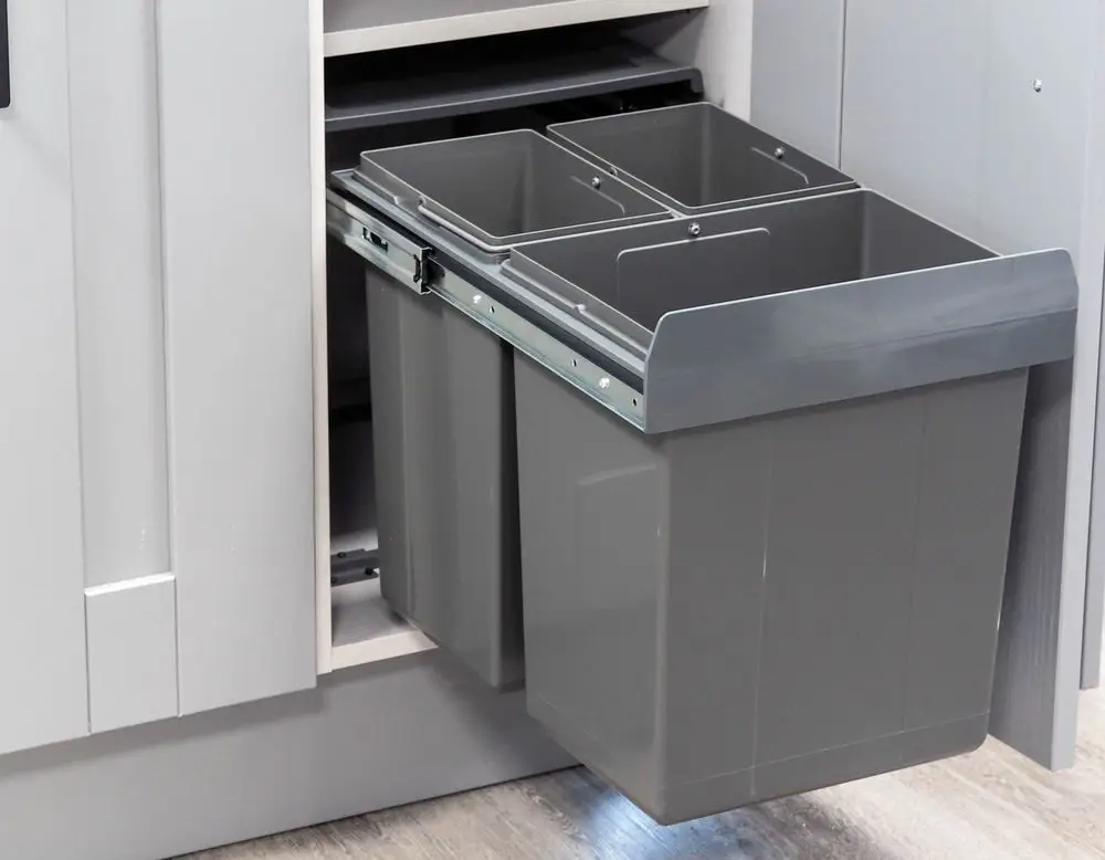 Bin With Food Caddy Slides Out