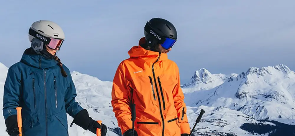 Snowboard Helmet With Goggles On Mountainside