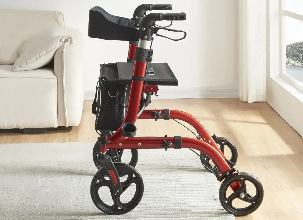 Zimmer Frame With Wheels In Red
