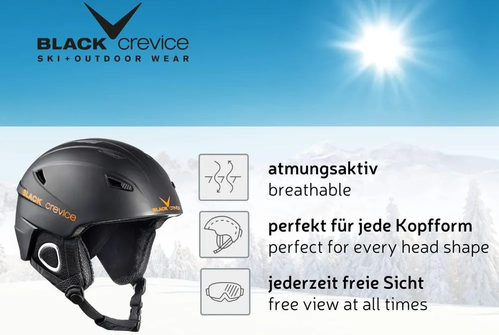 Black Crevice Breathable Unisex Ski Helmet All Sizes