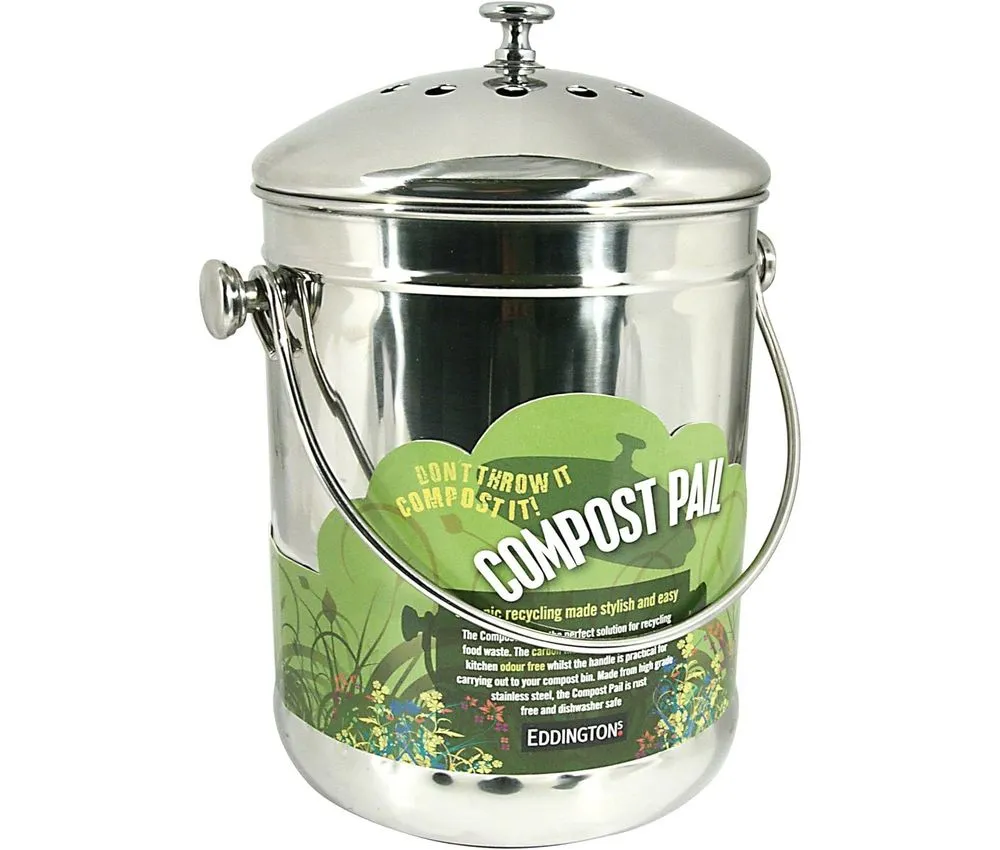 Eddingtons Kitchen Compost Bin Shiny Steel