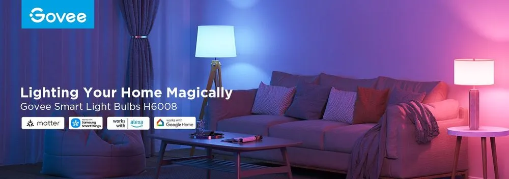 Govee RGBWW Smart Bulbs In Living Room