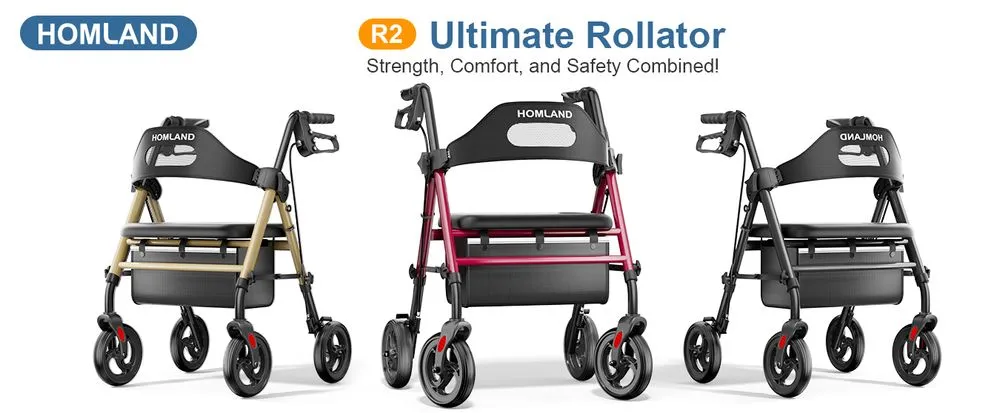 Homland Foldable Walker With Seat & 4 Wheels
